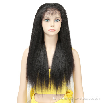 Yaki Straight Long 26 Inch Lace Wigs With Baby Hair Heat Resistant Fiber  For Black Women Synthetic Lace Front Wigs